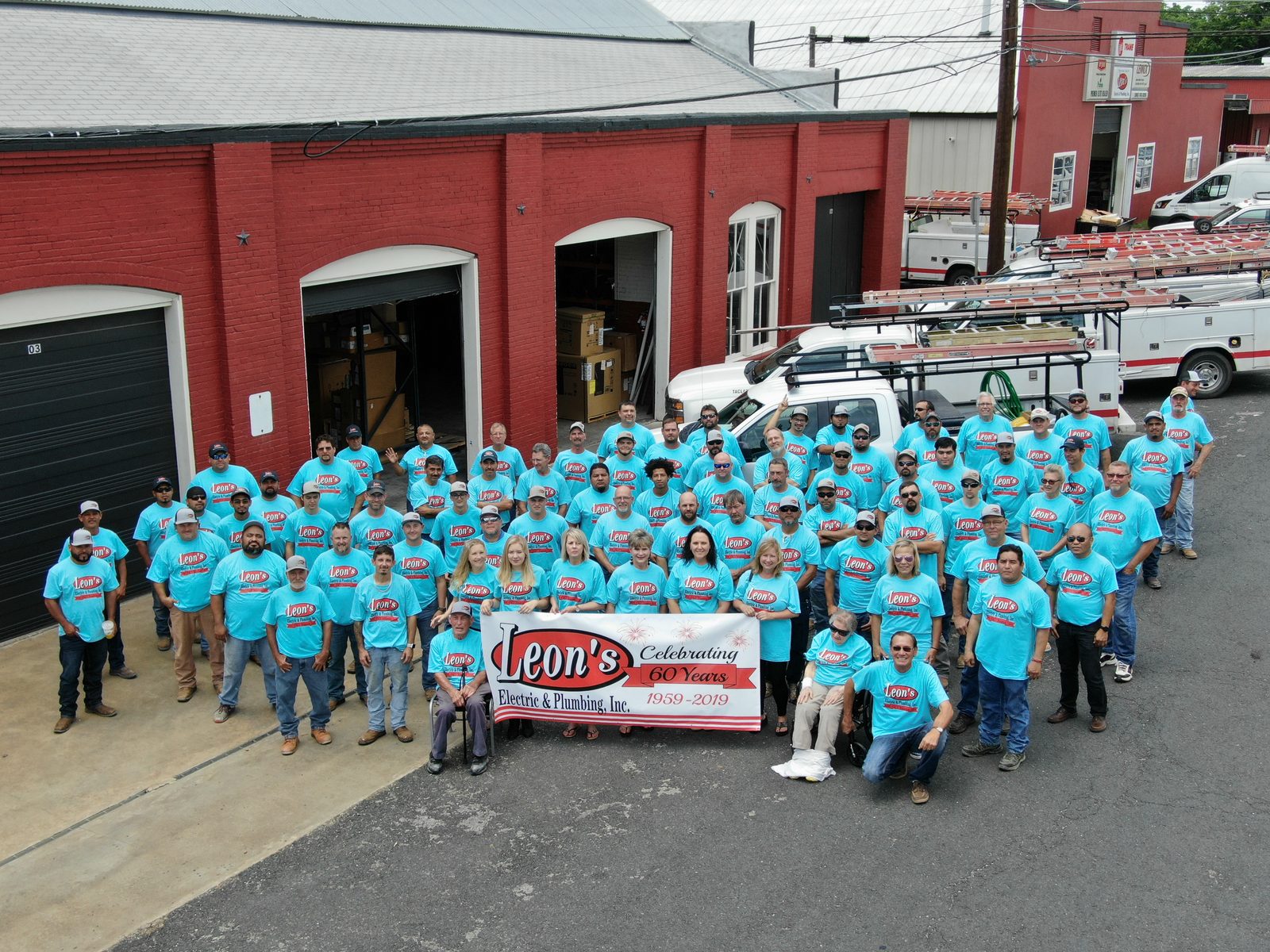 leons-team-60years The Leon's Electric & Plumbing team celebrating the company's 60th anniversary, 1959-2019